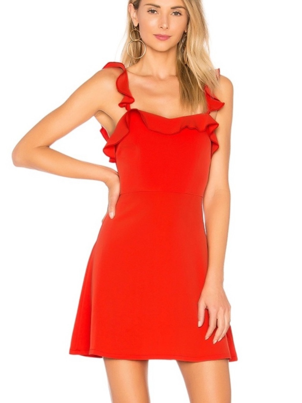 Revolve Peyton Ruffle Red Cami Dress Spaghetti Straps size M